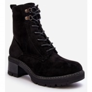 women`s lace-up low heel ankle boots black adinail
