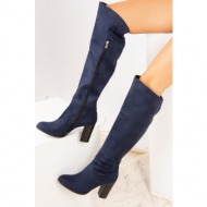  fox shoes navy blue women`s suede boots