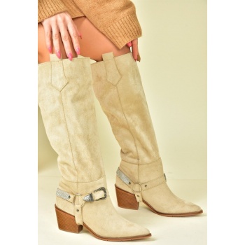 fox shoes beige suede low heeled cowboy σε προσφορά