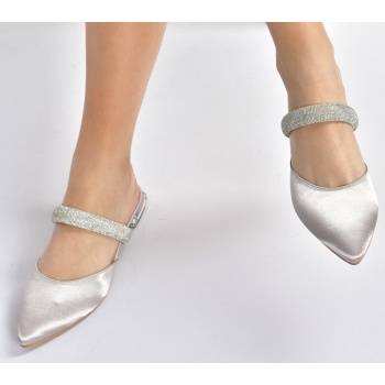 fox shoes silver satin fabric and