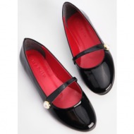  marjin women`s banded flats sores black patent leather
