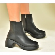  fox shoes black thick short women`s heeled daily boots