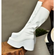  fox shoes women`s white wedge heeled boots
