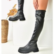  fox shoes women`s black thick-soled notebook boots