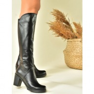  fox shoes black genuine leather women`s low heeled daily boots