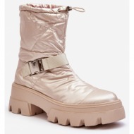  women`s boots with a massive sole and a flat heel, beige werikse