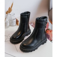  children`s leather shoes with buckles black chloraia