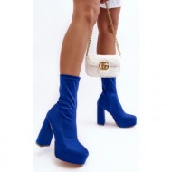  blue peculia high heel ankle boots with zipper