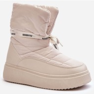  women`s snow boots with decorative lacing light beige siracna