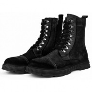  ducavelli military genuine leather anti-slip sole lace-up long suede boots black.