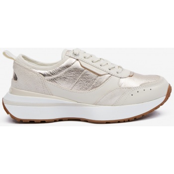 women`s leather sneakers in cream-gold σε προσφορά