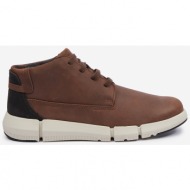  brown men`s leather ankle boots geox adacter - men