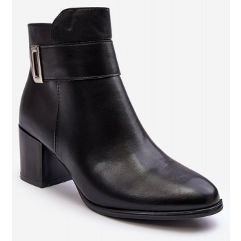 women`s leather ankle boots black σε προσφορά