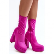  high heeled ankle boots with zipper, fuchsia peculia