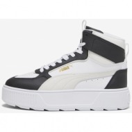  black and white women`s leather ankle sneakers on puma karm platform - women