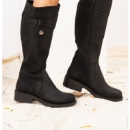  fox shoes black faux leather women`s boots