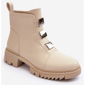 leather flat boots, light beige azulenn σε προσφορά