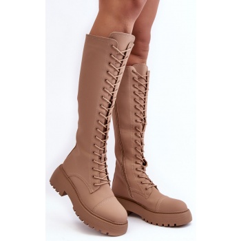 lace-up insulated boots, dark beige σε προσφορά
