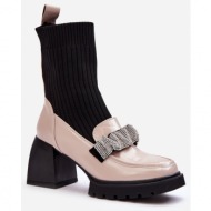  women`s boots with high socks, beige s.barski