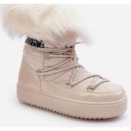  women`s lace-up snow boots santero light beige