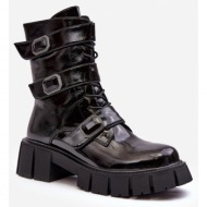  women`s patent black s.barski work boots