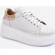  women`s leather sports shoes on the white lemar 10150 platform