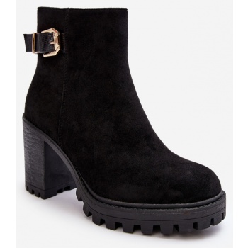 suede women`s ankle boots with black σε προσφορά