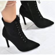  fox shoes women`s black suede thin high heels boots