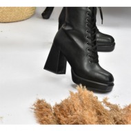 fox shoes women`s black platform heeled boots