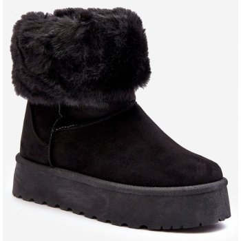 women`s snow boots with fur black rainsa σε προσφορά