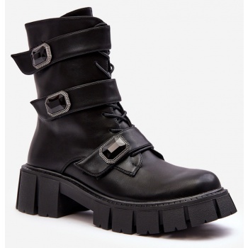 women`s leather work boots black σε προσφορά