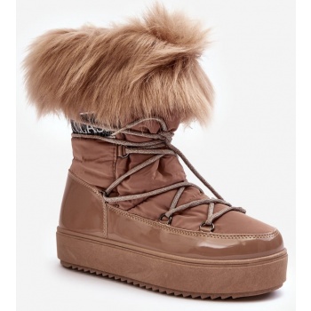 women`s lace-up snow boots dark beige σε προσφορά