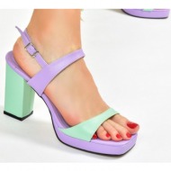 fox shoes lilac/green women`s thick platform heels shoes
