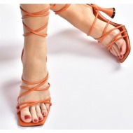  fox shoes orange women`s ankle strap heels shoes