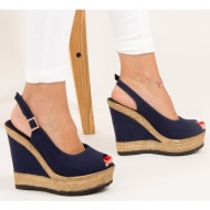  fox shoes navy blue women`s wedge heels shoes