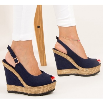 fox shoes navy blue women`s wedge heels σε προσφορά