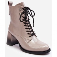  patent leather ankle boots d&a mr870-06 light grey