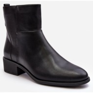  women`s leather boots with zipper black semotti