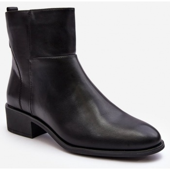 women`s leather boots with zipper black σε προσφορά