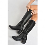  fox shoes women`s black thick heeled boots