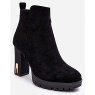  suede classic high heeled ankle boots black amy