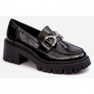  women`s patent leather shoes with massive high heels, black lemmitty