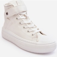  women`s insulated sneakers on big star platform, white mm274006