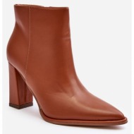  women`s high heeled leather ankle boots brown saitana