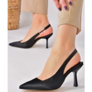  fox shoes women`s black satin fabric heeled shoes