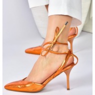  fox shoes women`s orange pointed toe ankle-heeled shoes