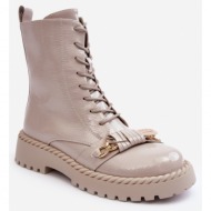  women`s patented work boots with decoration d&a mr870-67 light grey