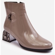  patented women`s ankle boots with embellished high heels d&a mr870-93 grey