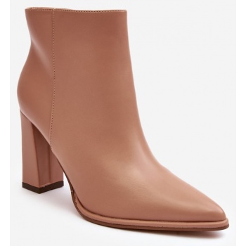 beige women`s leather ankle boots σε προσφορά