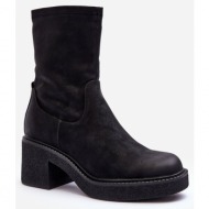  women`s boots with chunky heels black tozanna